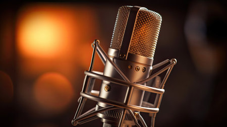 A Condencer Mic for studio recording voice. Microphone. Generative Aiの素材
