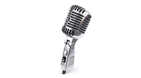 A Retro style microphone isolated on white background. Microphone. Generative Aiの素材