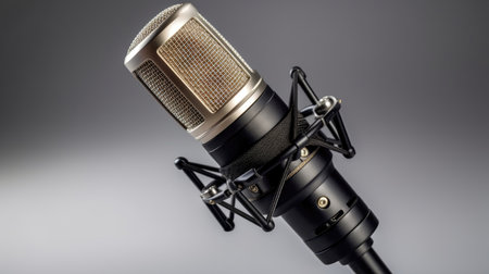 A Microphone. Studio condenser microphone on white background. Generative Aiの素材