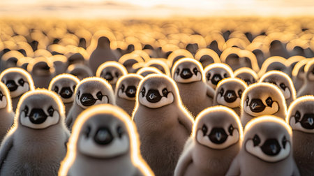 Emperor Penguin Chicks. Emperor penguins of South Georgia. Generative Aiの素材