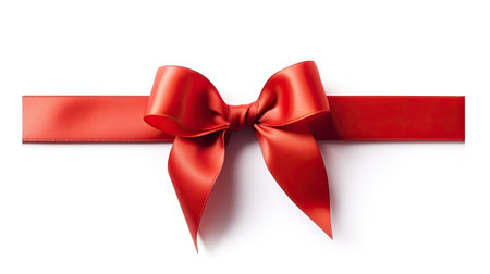 Red ribbon with bow isolated on white background. Generative Aiの素材