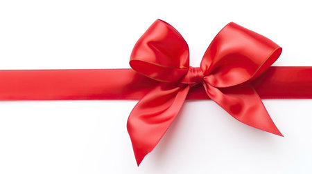 red satin ribbon and bow isolated on white background. Generative Aiの素材