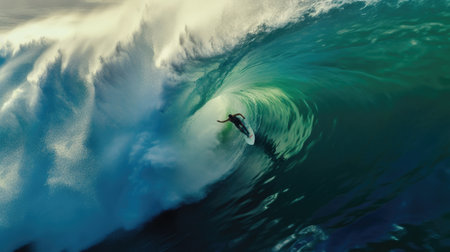 Professional surfer riding waves catching waves in ocean. Surf. Generaive Aiの素材