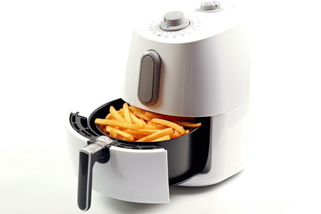 Air fryer oil free or deep fryer machine isolated on white background. Generative Aiの素材