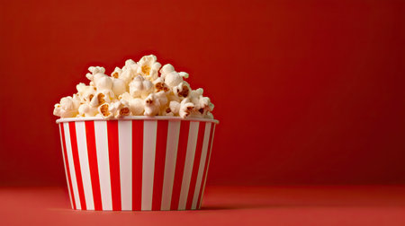 Popcorn isolated red background. Generative Aiの素材