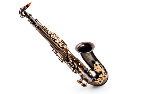 Saxophone isolated on white background. Music concept. Generative Aiの素材
