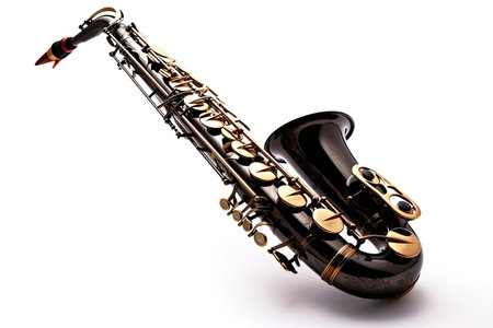 Saxophone isolated on white background. Music concept. Generative Aiの素材