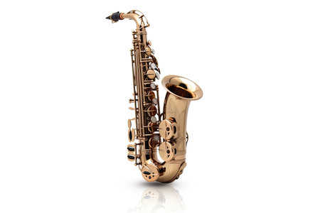 Saxophone isolated on white background. Music concept. Generative Aiの素材