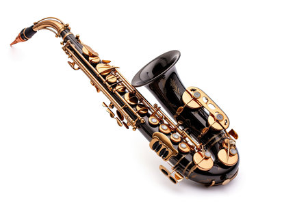 Saxophone isolated on white background. Music concept. Generative Aiの素材