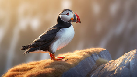 A Puffin, Heimaey coast, South Iceland. Generative Aiの素材