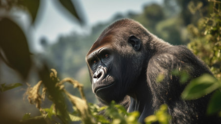 A strong bodied gorilla on the mountain. Generative Aiの素材
