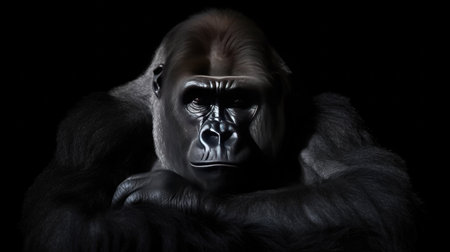 Gorilla isolated on black background. Generative Aiの素材