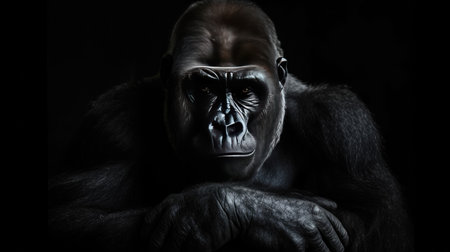 Gorilla isolated on black background. Generative Aiの素材