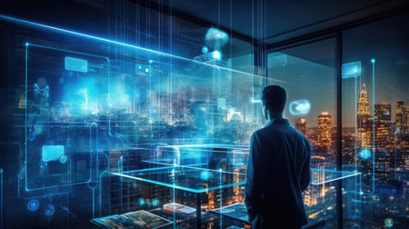 Developer Working on Innovative e-Commerce Application using Big Data Concept. Generative Aiの素材