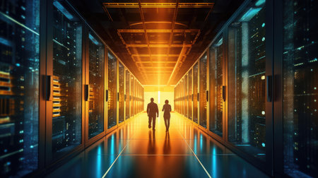 Information Technology Engineer and System Administrator work in Big Cloud Computing Server Farm. Generative Aiの素材