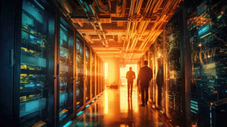 Information Technology Engineer and System Administrator work in Big Cloud Computing Server Farm. Generative Aiの素材