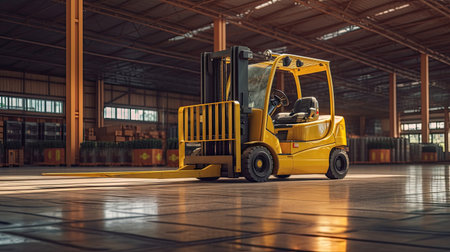 A forklift in the department store. large warehouse. Generative Aiの素材