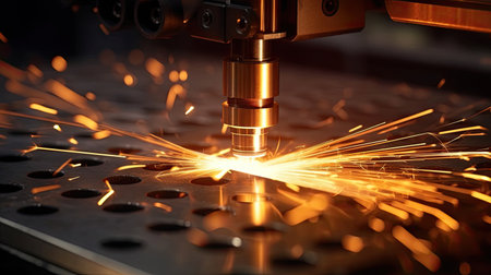 CNC gas cutting metal sheet, Processing and laser cutting for metal in the industrial. Generative Aiの素材