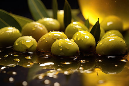 Close up of Olive oil background. Generative Aiの素材