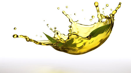Olive oil splash isolated on white background. Generative Aiの素材