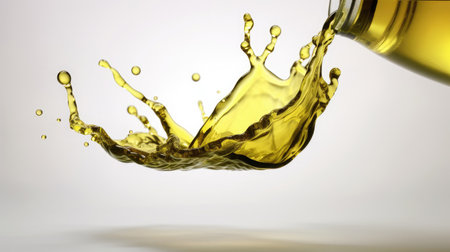 Olive oil splash isolated on white background. Generative Aiの素材