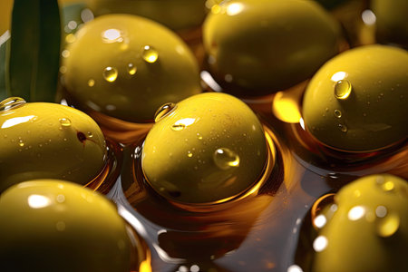 Close up of Olive oil background. Generative Aiの素材