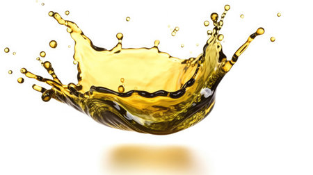 Olive oil splash isolated on white background. Generative Aiの素材