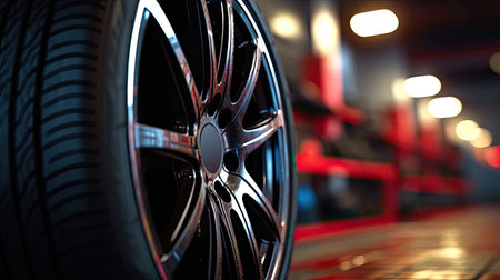 Car Tires. Tires in a tire store, Spare tire car. Generative Aiの素材