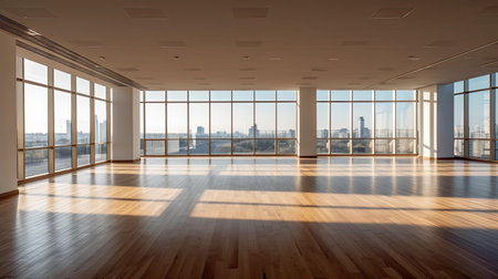 Empty office open space interior of Business conference company for background. Generative Aiの素材