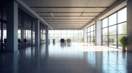 Empty office open space interior of Business conference company for background. Generative Aiの素材
