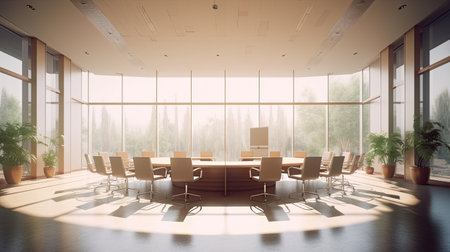 Empty office open space interior of Business conference company for background. Generative Aiの素材