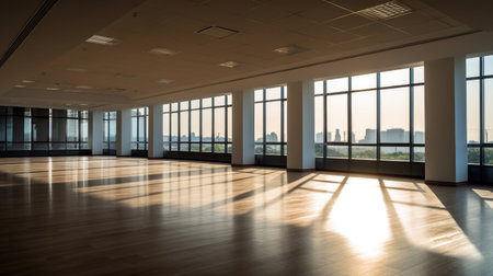 Empty office open space interior of Business conference company for background. Generative Aiの素材