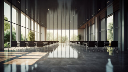 Empty office open space interior of Business conference company for background. Generative Aiの素材