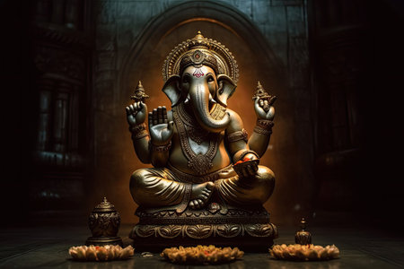a Lord Ganpati, Ganesha. Generative Aiの素材