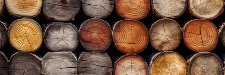 Industrial wood, timber, Pine wood timber, lumber, Wooden boards. Generative Aiの素材