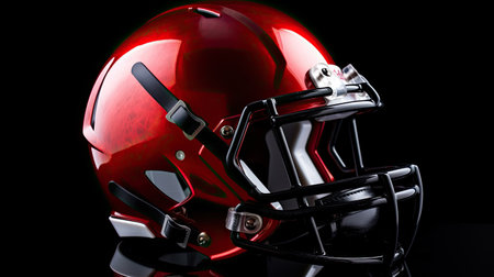 A red football helmet on a black background. Generative Aiの素材