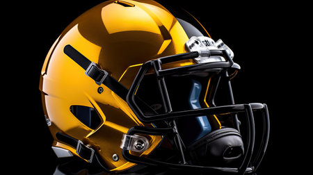 A yellow & black American football helmet isolated on white background. football helmet. Generative Aiの素材
