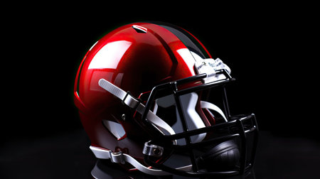 A red football helmet on a black background. Generative Aiの素材