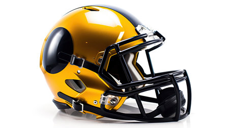 A yellow & black American football helmet isolated on white background. football helmet. Generative Aiの素材