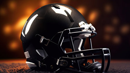 American football background with ball and black helmet. football helmet. Generative Aiの素材