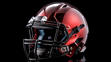 A red football helmet on a black background. Generative Aiの素材