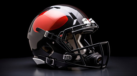 A red & black American football helmet isolated on white background. football helmet. Generative Aiの素材
