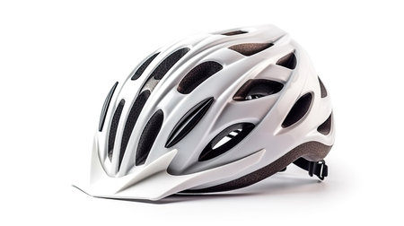 a white bicycle helmet isolated on white background. safety helmet. Generative Aiの素材