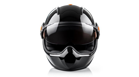 Motorcycle helmet with goggles isolated on white background. Generative Aiの素材