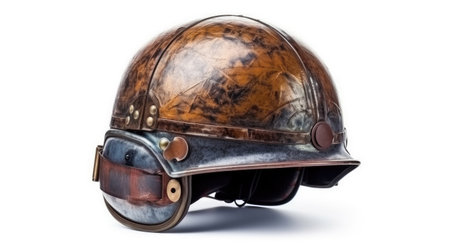A vintage helmet isolated on white background. Generative Aiの素材