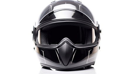Motorcycle helmet with goggles isolated on white background. Generative Aiの素材