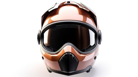 Motorcycle helmet with goggles isolated on white background. Generative Aiの素材