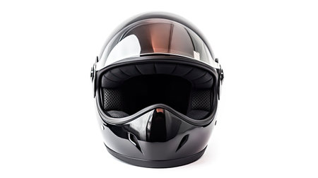 Motorcycle helmet with goggles isolated on white background. Generative Aiの素材