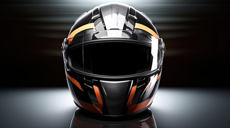 Racer helmet on asphalt, karting sport concept. Generative Aiの素材
