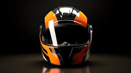 Racer helmet on asphalt, karting sport concept. Generative Aiの素材